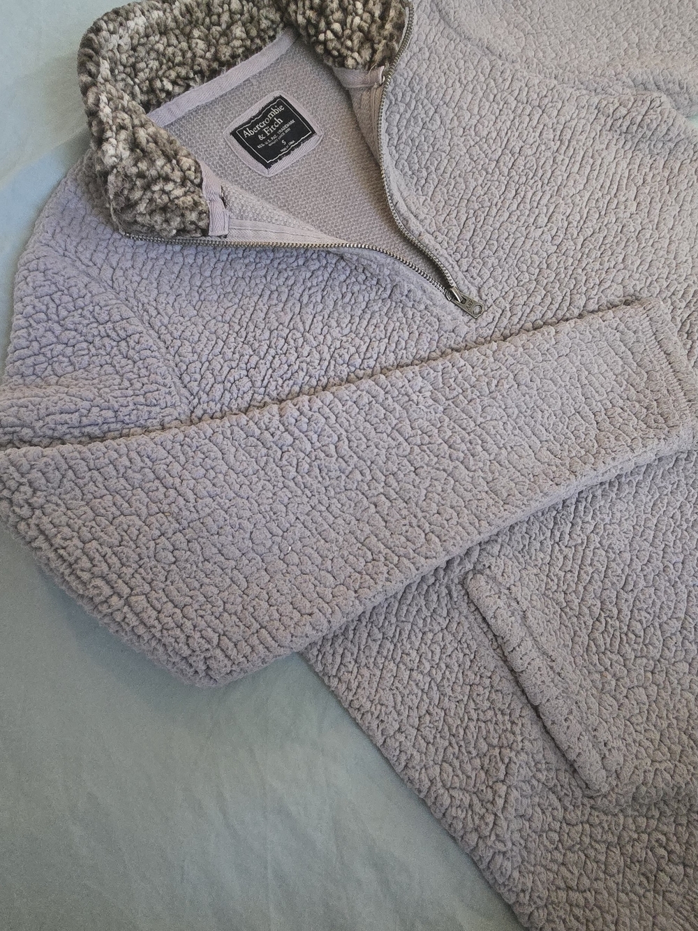 Abercrombie & Fitch Women's Teddy Sherpa Half-Zip Jacket in Light Lavender